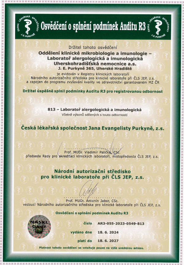 Odbornost 813 - Laboratoř alergologická a imunologická